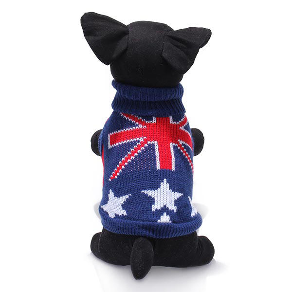 Dark Blue UK Flag Pet Dog Knitted Breathable Sweater Outwear Apparel