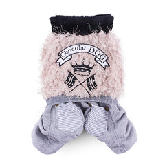 Pet Dog Cat Thick Crown Fur Cotton Jumpsuit Clothes