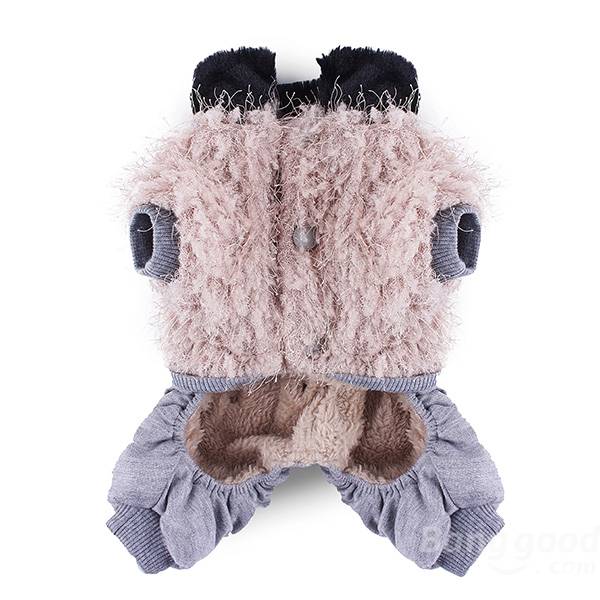 Pet Dog Cat Thick Crown Fur Cotton Jumpsuit Clothes