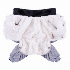 Pet Dog Cat Thick Crown Fur Cotton Jumpsuit Clothes