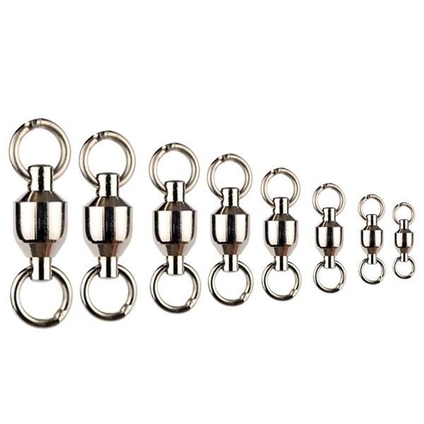 10 pcs Ball Bearing Fishing Rolling Swivel Connectors Solid Rings Fishing Swivels 0-10#