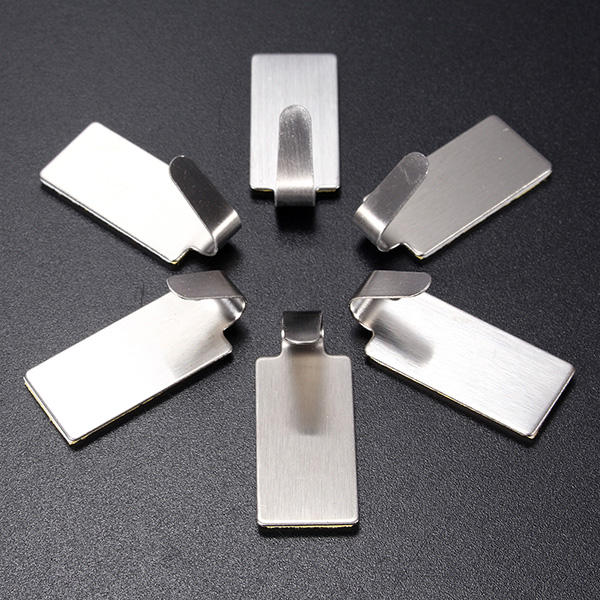 6Pcs Stainless Steel Adhesive Clothes Hanger Hook Wall Door Hook Bathroom Towel Holder