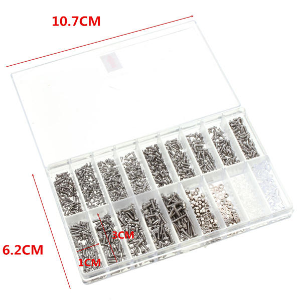 1000pcs Glasses Sunglass Spectacles Screws Nut Repair Kit With a Plastic Case