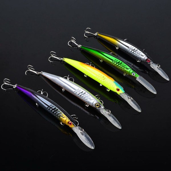 12.7g 14.5cm Minnow Bait Fishing Lure Hard Lure Bait with Hooks 5PCs