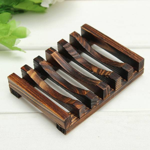 10.8x8x2.5cm Wooden Handmade Bathroom Soap Dish Sink Sponge Holder Sundries Rack