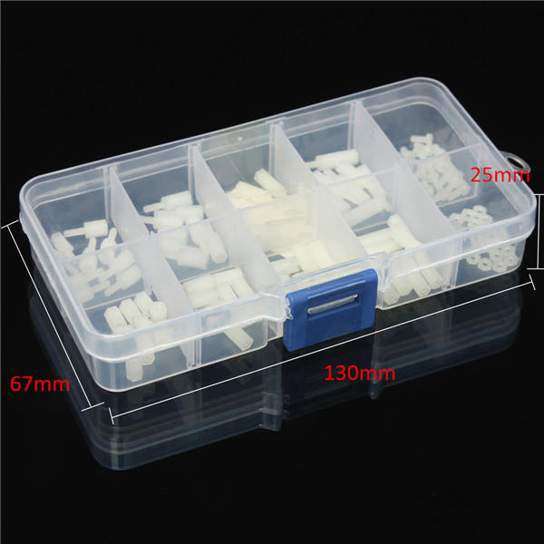 M2 Nylon Screw White Hex Screw Nut Nylon PCB Standoff Assortment Kit 120pcs