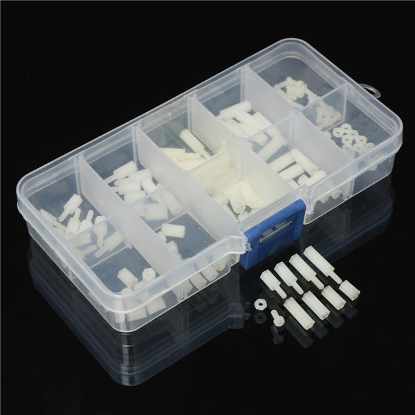 M2 Nylon Screw White Hex Screw Nut Nylon PCB Standoff Assortment Kit 120pcs