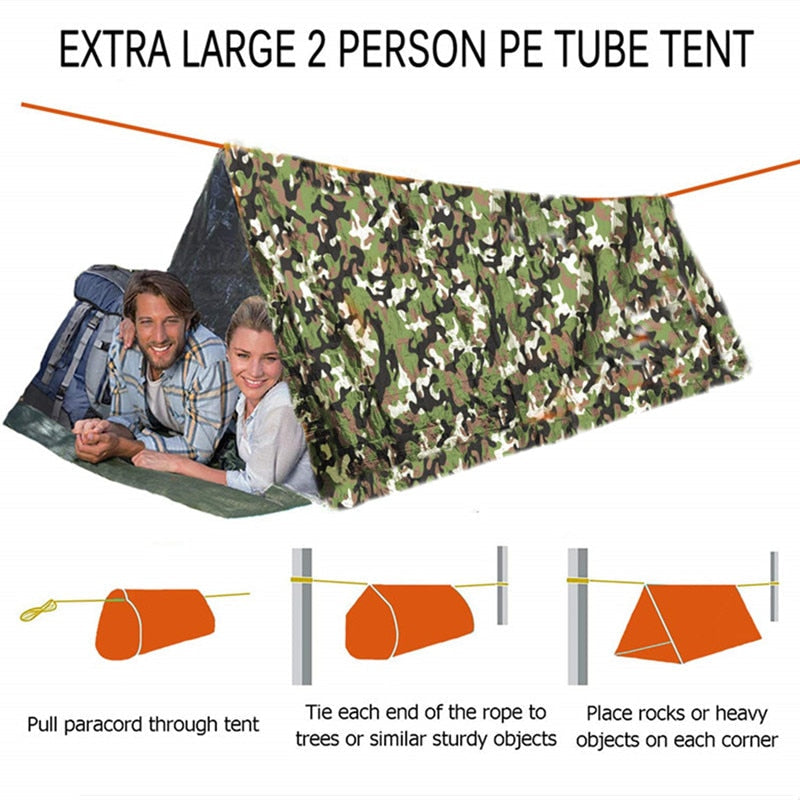 Camping Emergency Tent Survival Sleeping Bag Waterproof Thermal Emergency Blanket Bivy Sack Outdoor Survival Tool Emergency Gear