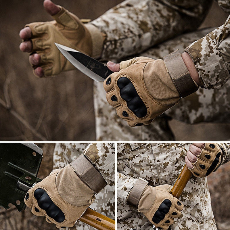 Military Fingerless Hard Knuckle Tactical Gloves Half Finger Tactical Gloves for Hiking Cycling Climbing Outdoor Camping Sports