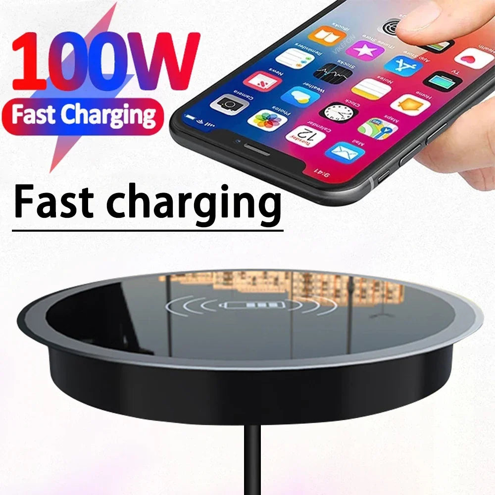 15W Built-in Desktop Wireless Charger for QI, iPhone 13/12, Galaxy S22/S20U