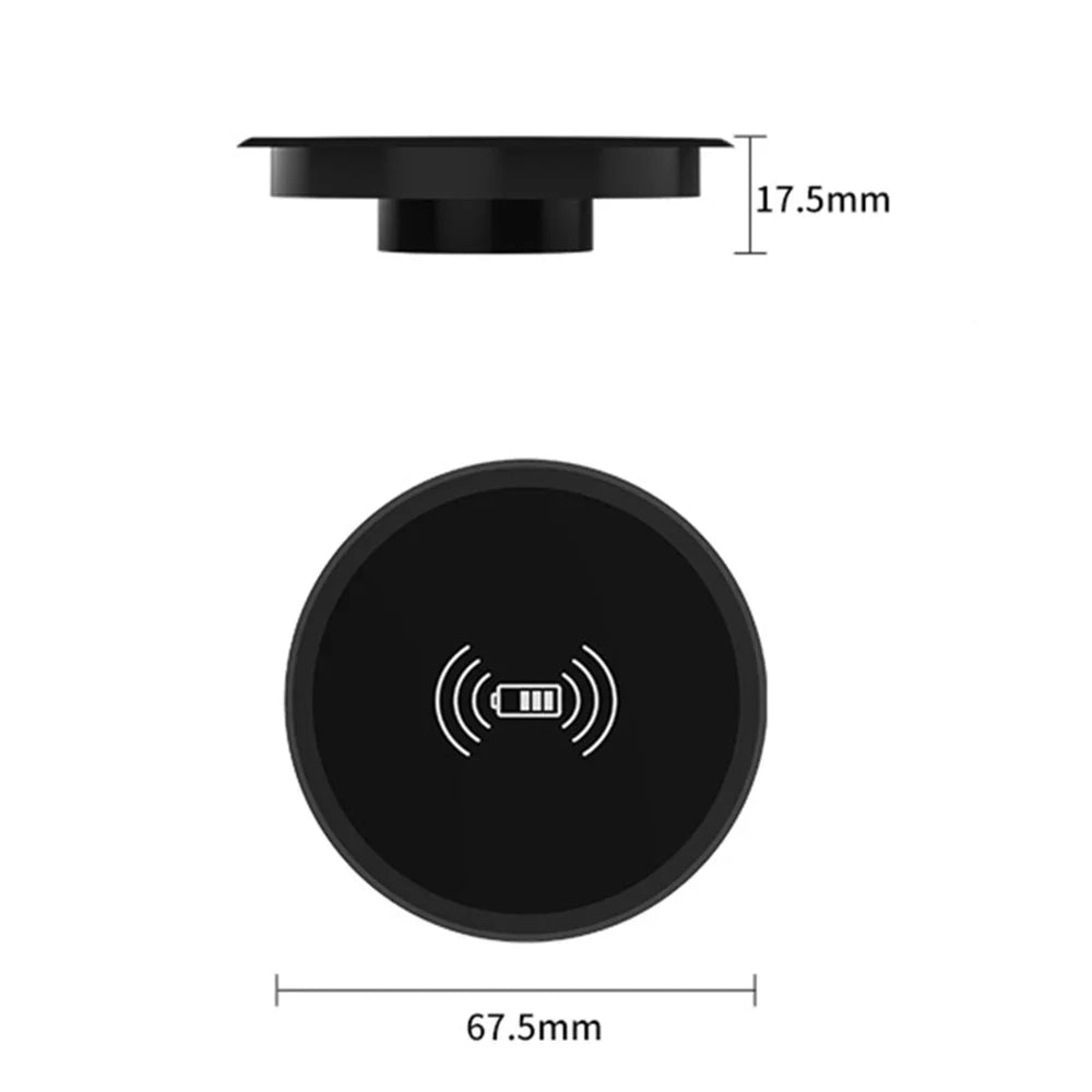 15W Built-in Desktop Wireless Charger for QI, iPhone 13/12, Galaxy S22/S20U