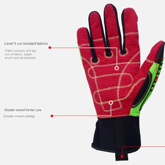 High-Vis Resistant Men&#39;s Gloves Waterproof Oil Resistant Anti-cutting For Outdoor Camping Cycling Sport Gloves