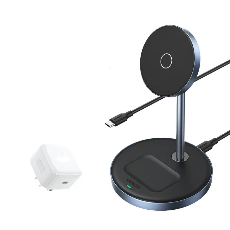 20W Magnetic Wireless Charger Stand 2-in-1 for iPhone 15/14/13 Pro Max & AirPods