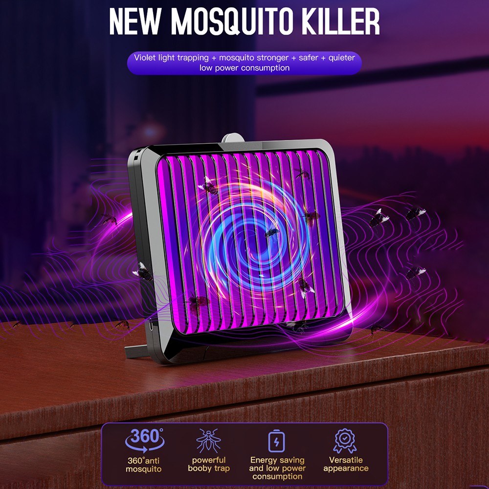 USB Electric Insect Killer - Silent LED Fly Trap with 6 Replacement Stickers for Home, Office, Restaurant