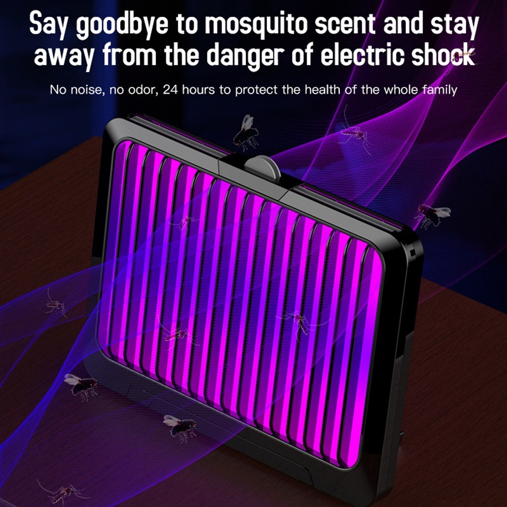 USB Electric Insect Killer - Silent LED Fly Trap with 6 Replacement Stickers for Home, Office, Restaurant