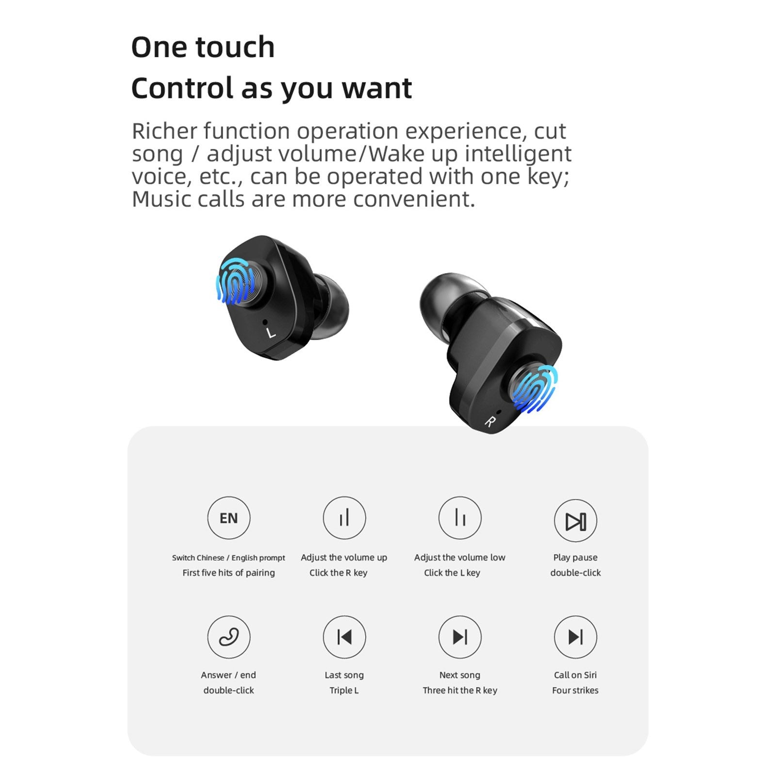 2-In-1 Smart Watch TWS Earbuds Fitness Tracker True Wireless BT5.0 Headphones