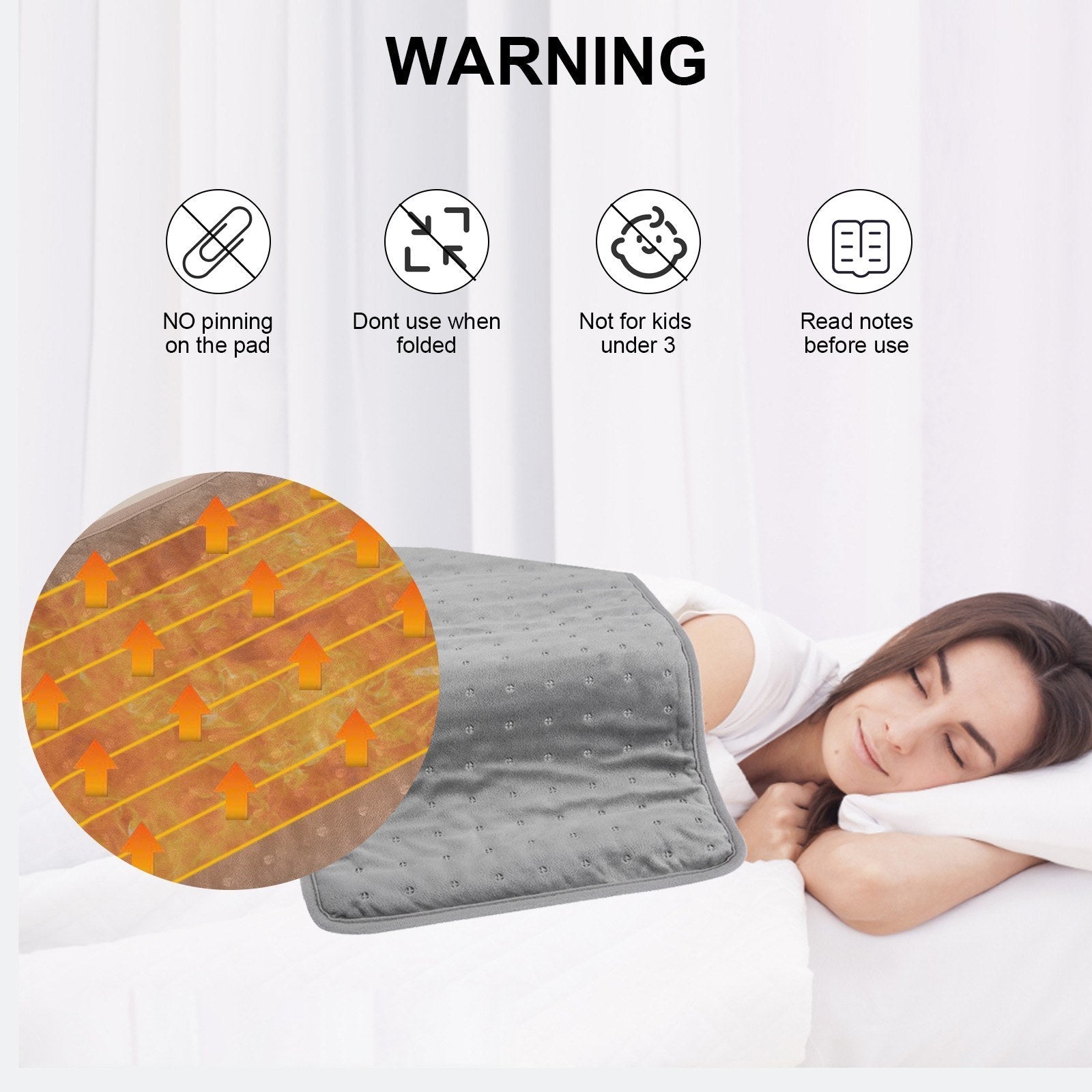 Electric Heated Warmers Washable Electric Heating Pad 6 Heating Settings Cozy Electric Blanket for Feet Hands Back Home Office