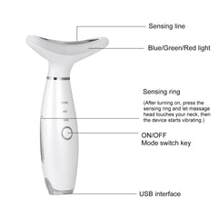 Led Photon Therapy Heating Neck Wrinkle Removal Massager Reduce Double Chin Skin Lifting