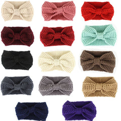 Fashion Winter Warm Women Crochet HeadbandSolid Color Bow Knot Knitted Ear Warmer Headwrap Hair Band