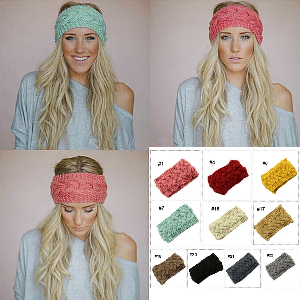 Winter Fashion Women Knitted Turban Headbands Warm Crochet Headwrap Wide Ear Warmer