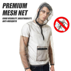 Ultralight Mesh Bug Jacket with Hood - Anti-Mosquito for Camping, Hiking, Fishing, Gardening