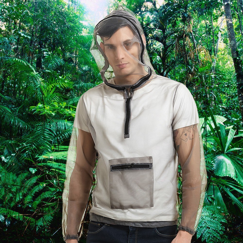 Ultralight Mesh Bug Jacket with Hood - Anti-Mosquito for Camping, Hiking, Fishing, Gardening