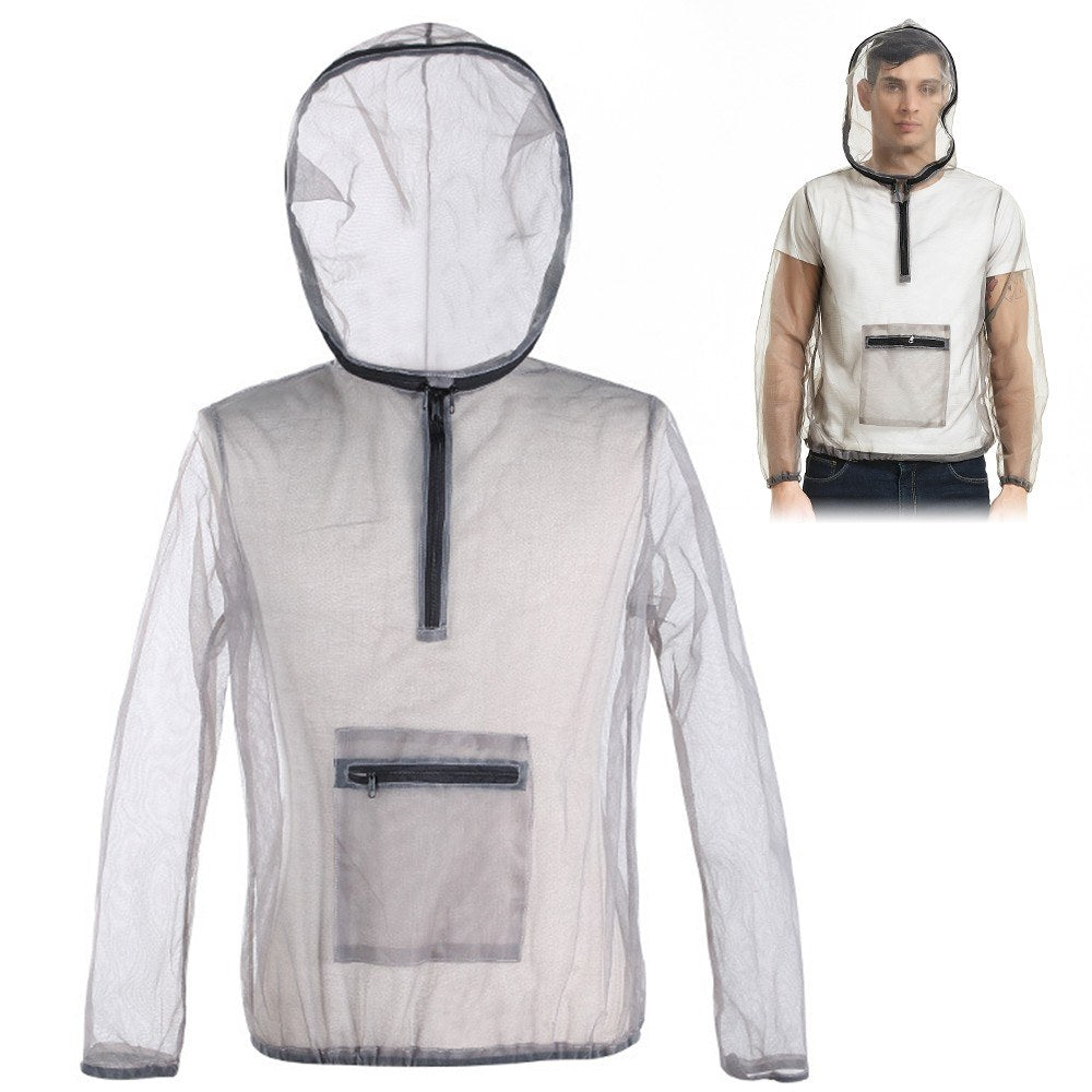 Ultralight Mesh Bug Jacket with Hood - Anti-Mosquito for Camping, Hiking, Fishing, Gardening