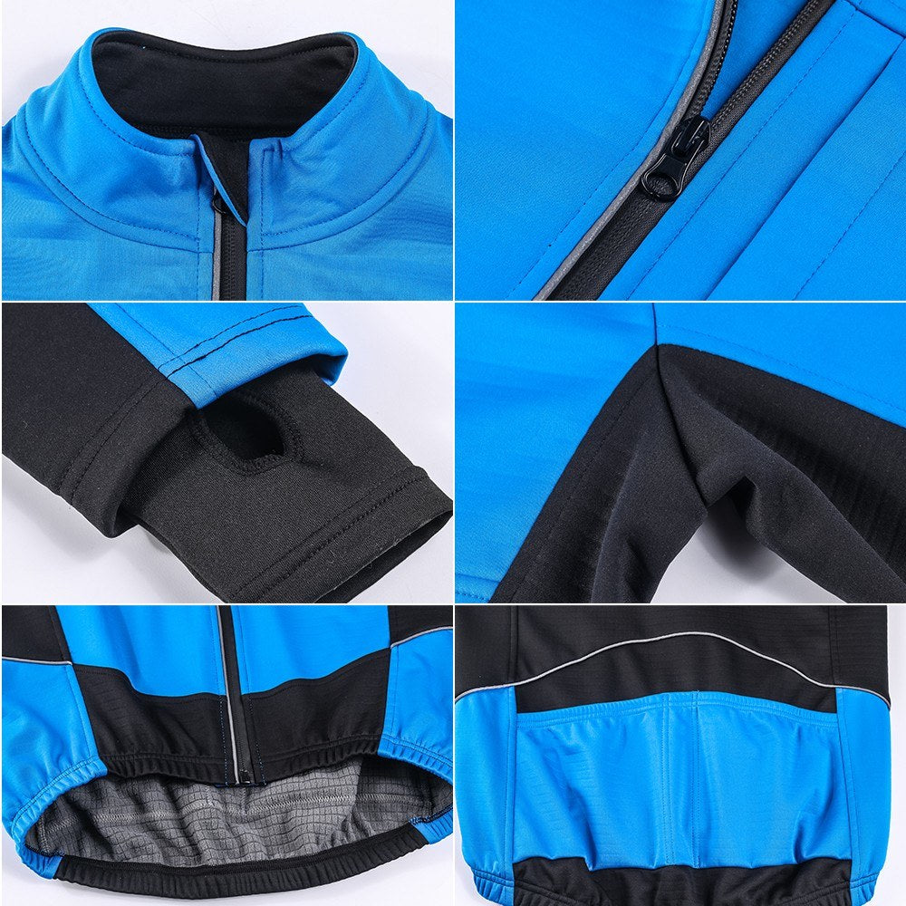 Men Winter Cycling Clothing SetWaterproof Windproof Thermal Fleece Bike Riding Jacket and Pants Sportswear