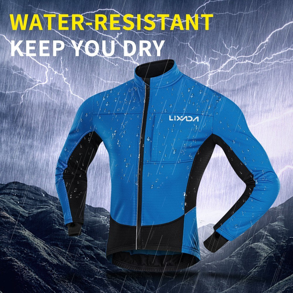 Men Winter Cycling Clothing SetWaterproof Windproof Thermal Fleece Bike Riding Jacket and Pants Sportswear