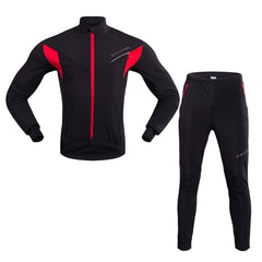 Men Cycling Clothing Set Outdoor Sports Winter Warm Thermal Fleece Long Sleeve Bike Jacket Pants Bicycle Suit