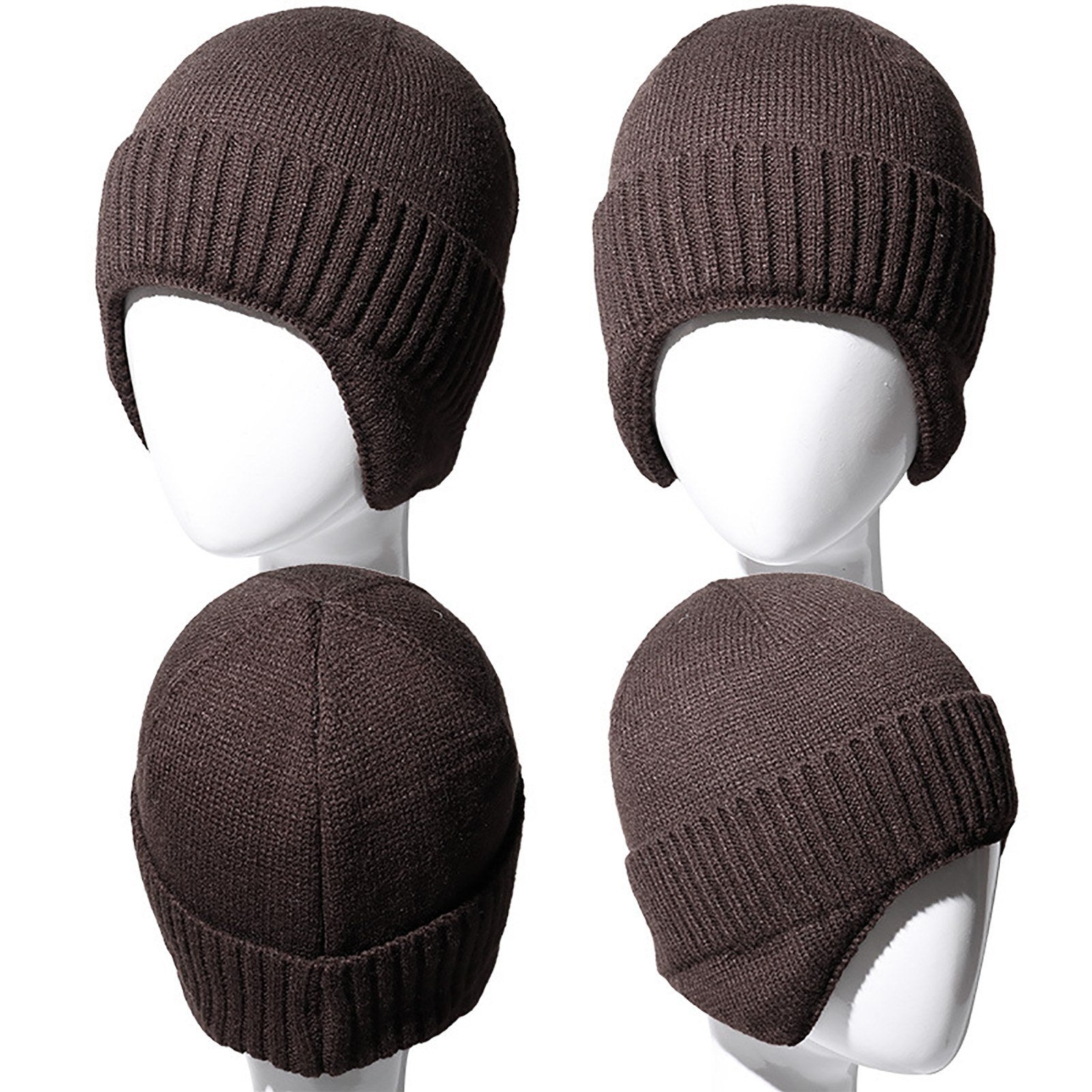 Men Women Winter Knitted Hat Warm Fleece Earflaps Windproof Outdoor Sport Cycling Beanie Hat