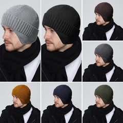 Men Women Winter Knitted Hat Warm Fleece Earflaps Windproof Outdoor Sport Cycling Beanie Hat