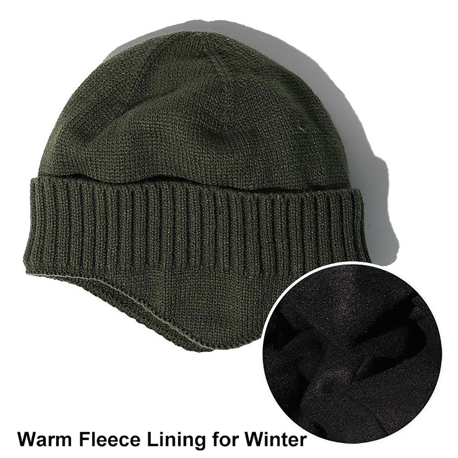 Men Women Winter Knitted Hat Warm Fleece Earflaps Windproof Outdoor Sport Cycling Beanie Hat