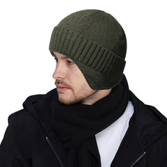 Men Women Winter Knitted Hat Warm Fleece Earflaps Windproof Outdoor Sport Cycling Beanie Hat