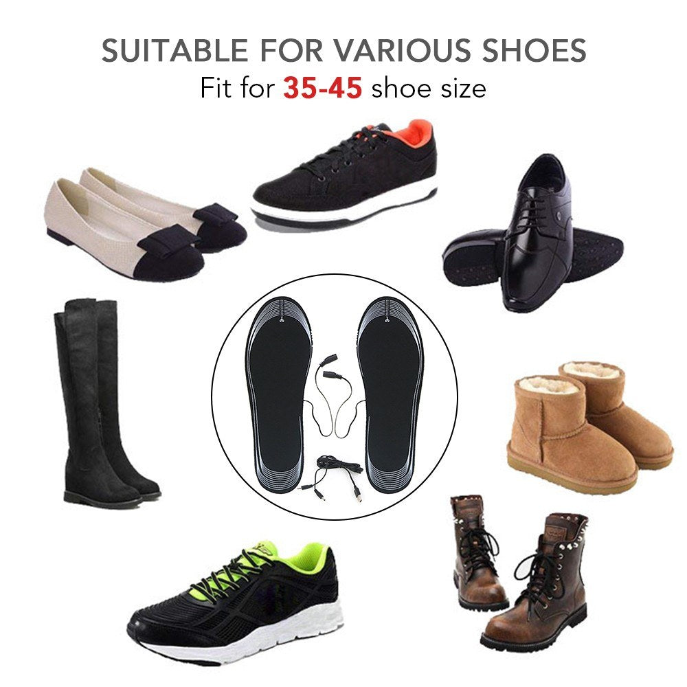 Heated Insole for Men Women Cuttable USB Powered Electric Heating Shoe Inserts Foot Warmers for Winter Camping Skiing Cycling Climbing