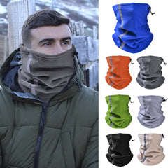 Adjustable Fleece Neck Gaiter Warmer Reflective Safety Face Cover Balaclava Winter Warm Outdoor Sport Scarf for Men and Women Skiing Cycling Running