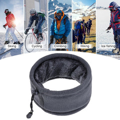 Double Layer Fleece Neck Gaiter with Drawstring Winter Sport Neck Warmer Scarf Beanie Hat for Cycling Fishing Skating Running Camping Hiking