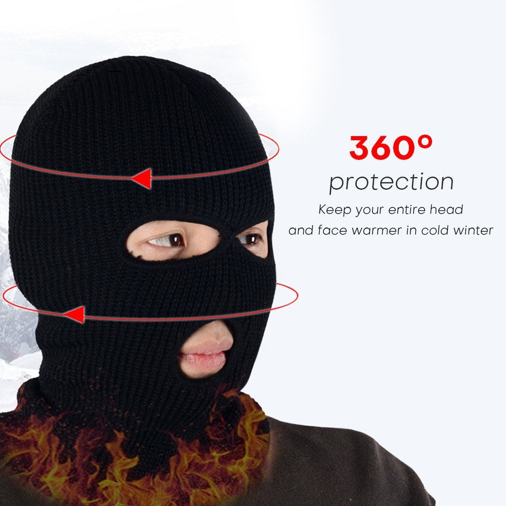 Thermal Face Mask Wind-proof 3 Hole Winter Knitted Cycling Mask Neck Warmer Motorcycle Under Helmet Lining Mask Caps Ultimate Thermal Retention Hat Full Face Cover Ski Mask