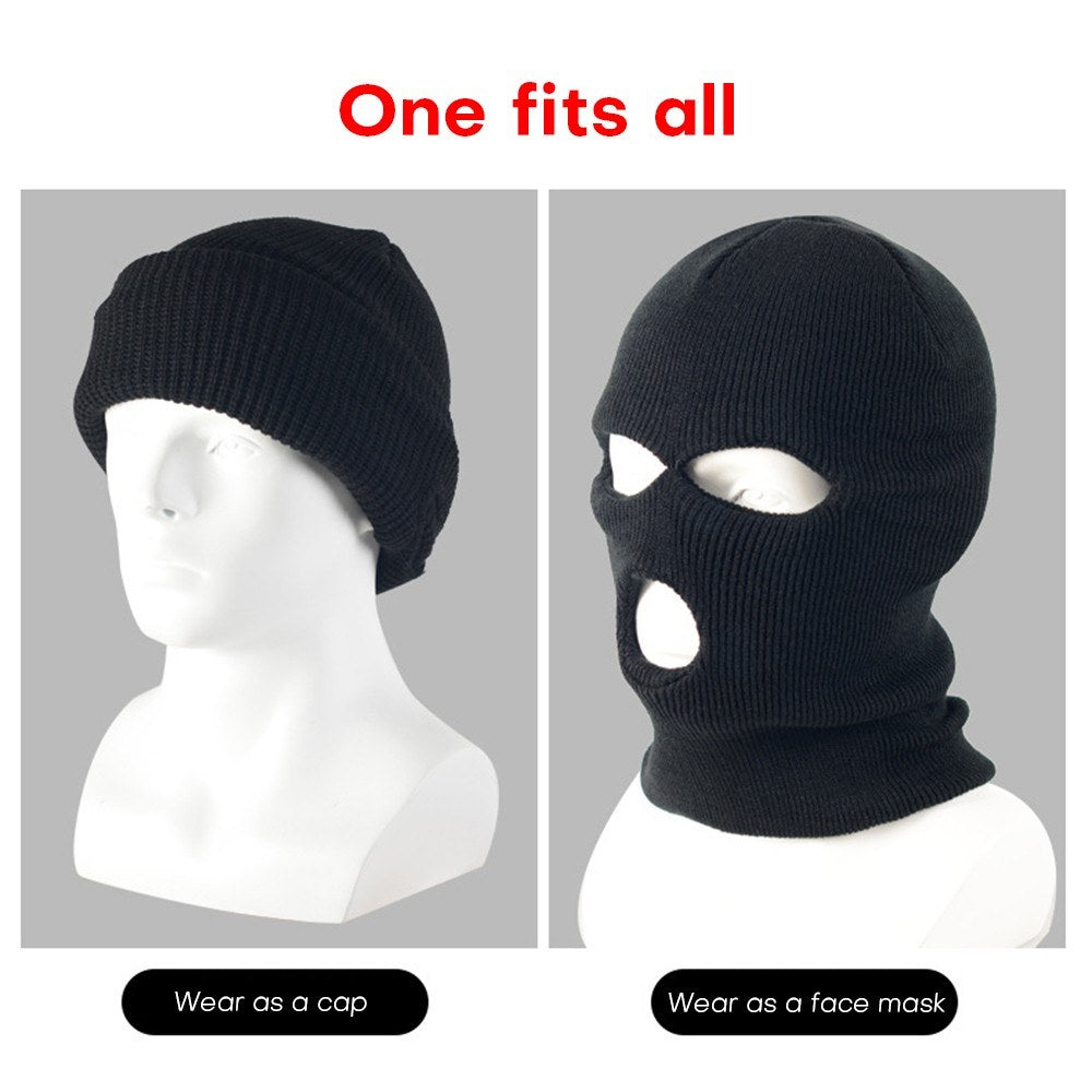 Thermal Face Mask Wind-proof 3 Hole Winter Knitted Cycling Mask Neck Warmer Motorcycle Under Helmet Lining Mask Caps Ultimate Thermal Retention Hat Full Face Cover Ski Mask