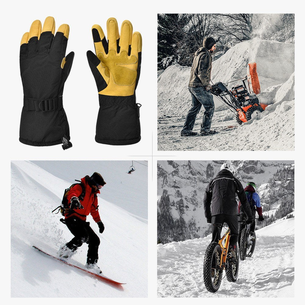 Snow Ski Gloves Windproof Winter Gloves Thermal Gloves Outdoor Warm Mittens Warm Full-Finger Mittens Cold Weather Hand Warmers for Skiing Driving Running Cycling