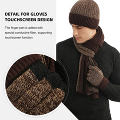 Winter Knit Beanie Hat Scarf and Touch Screen Gloves Set for Women and Men