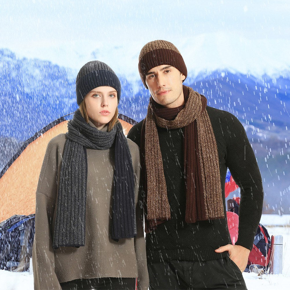 Winter Knit Beanie Hat Scarf and Touch Screen Gloves Set for Women and Men