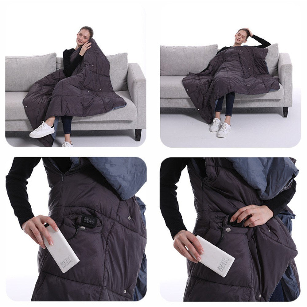 USB Electric Warmer Blanket Soft Fast Heating Shawl Blanket for Outdoors