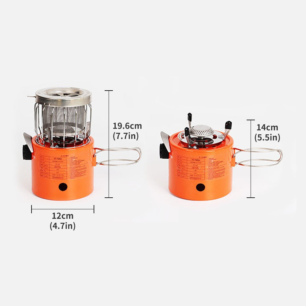 2-in-1 Portable 2000W Gas Heater Outdoor Camping Stove Heating Cooker for Ice Fishing Camping Hiking Picnicking Hunting