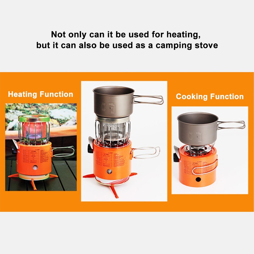 2-in-1 Portable 2000W Gas Heater Outdoor Camping Stove Heating Cooker for Ice Fishing Camping Hiking Picnicking Hunting