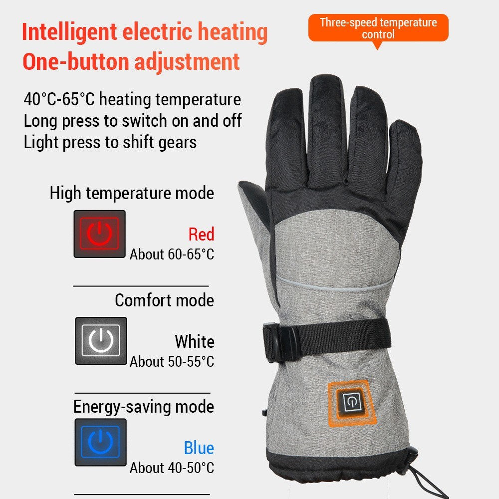 Electric Heated Gloves Waterproof Winter Gloves with 3 Heating Levels for Driving Skiing Hiking Fishing Hunting