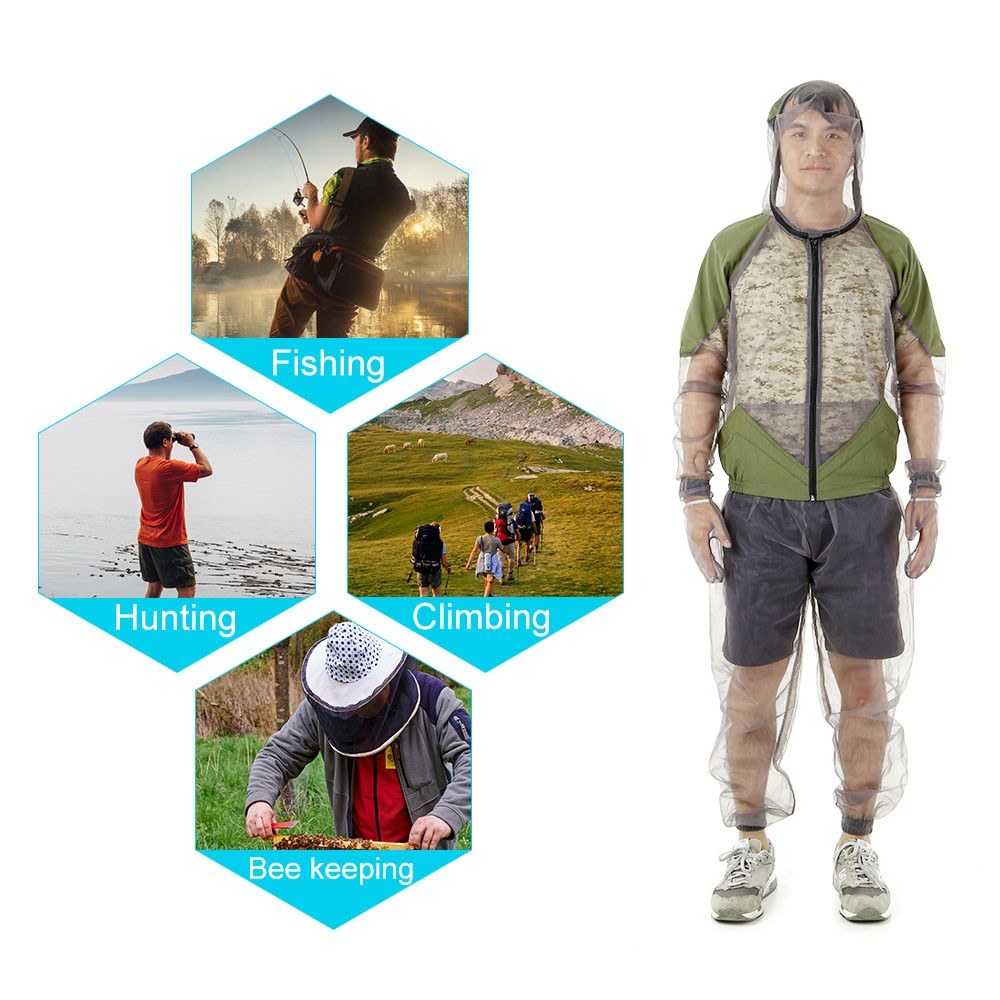 Outdoor Mosquito Repellent Suit: Hooded Bug Jacket for Fishing, Hunting, Camping