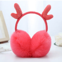 Cute Fashion Antlers Earmuffs Outdoor Winter WarmSoft Plush Earwarmer Adjustable Headband Ears Muff for Women Girls