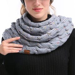 Winter Thick Warm Wool Ribbed Knitted ScarfCashmere Circle Loop Ring Scarves Stylish Neck Warmer for Women and Men