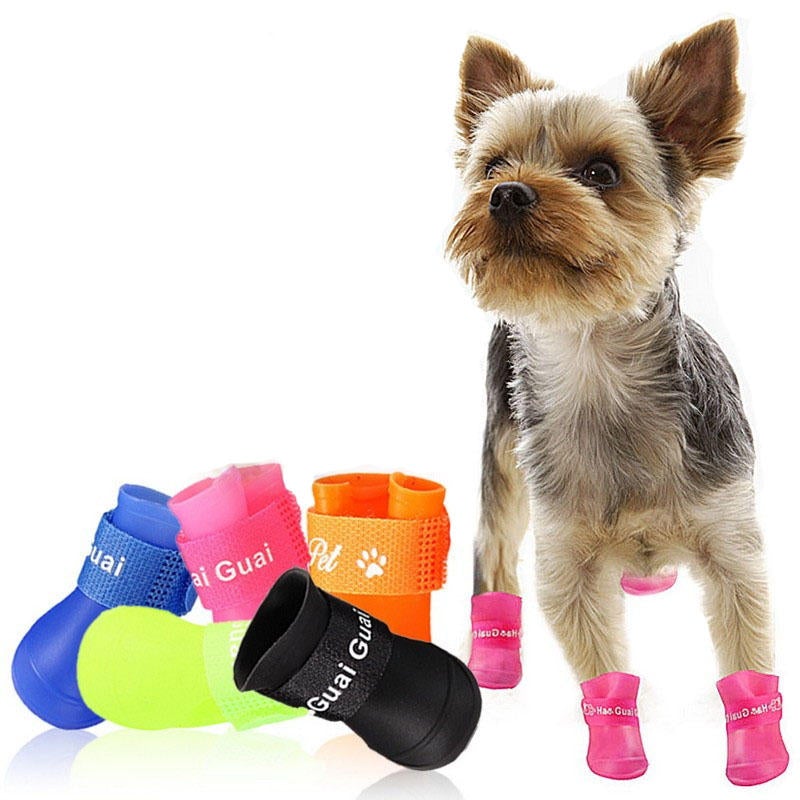 Pet Dog Raining Shoes Waterproof Pet Shoes Colorful Rubber Rain Boots Portable Durable Puppy Shoes